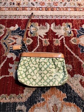 Coach Wristlet Bag Monogram Lime